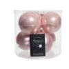 Kerstballen Glas Ø 8 Cm - Poeder Roze - Set Van 6 Stuks
