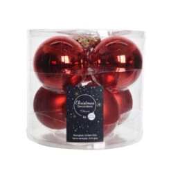 Kerstballen Glas Ø 8 Cm - Kerstrood - Set Van 6 Stuks