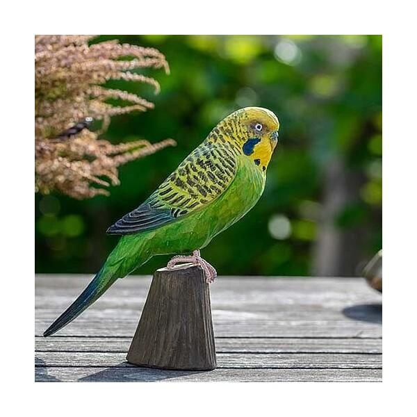 Grasparkiet In Lindenhout - Handgemaakt 2 Grasparkiet In Lindenhout - Handgemaakt - Afbeelding 2