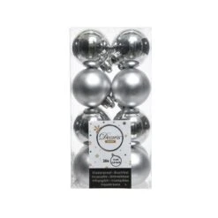 Kerstbal Ø 4 Cm - Zilver - Set Van 16 Stuks