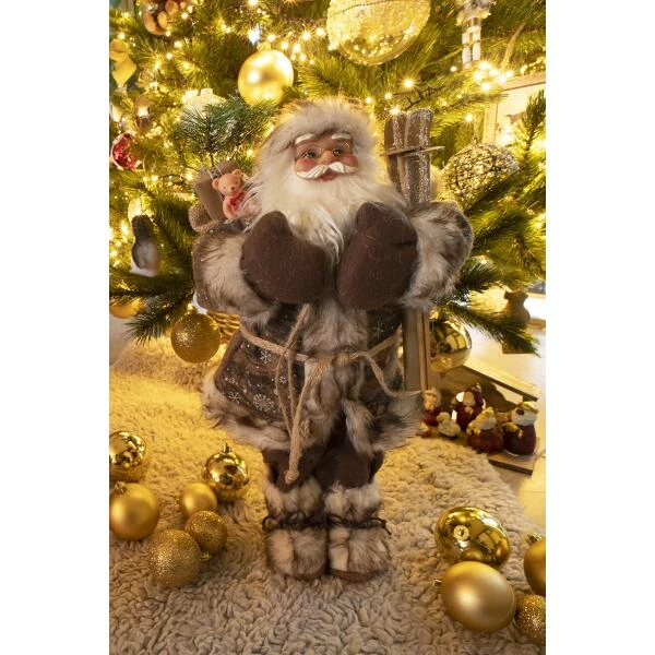 Kerstman Staand Bruin 30 Cm 3 Kerstman Staand Bruin 30 Cm - Afbeelding 3