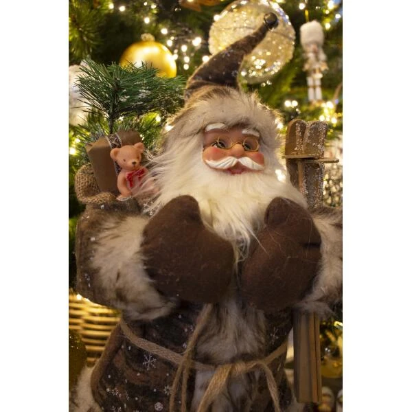 Kerstman Staand Bruin 45 Cm 4 Kerstman Staand Bruin 45 Cm - Afbeelding 4