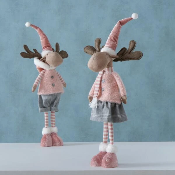 Moose Milvyo - Eland In Kerstoutfit 55 Cm - Set Van 2 Stuks 2 Moose Milvyo - Eland In Kerstoutfit 55 Cm - Set Van 2 Stuks - Afbeelding 2